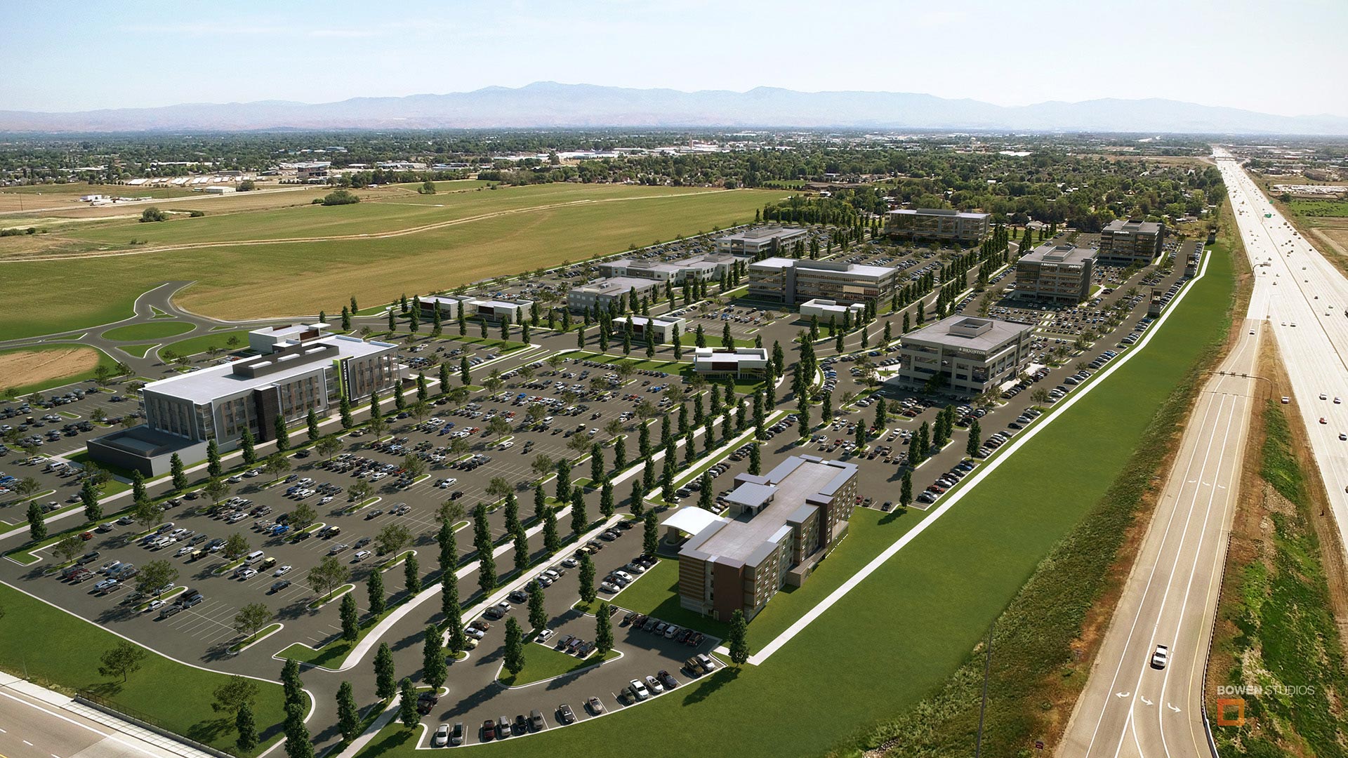 A 400-acre mixed-use development featuring class A offices, medical offices, hospitality and retail spaces, and multifamily housing