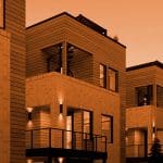 Close up of a 3D rendered building as an establishing shot.