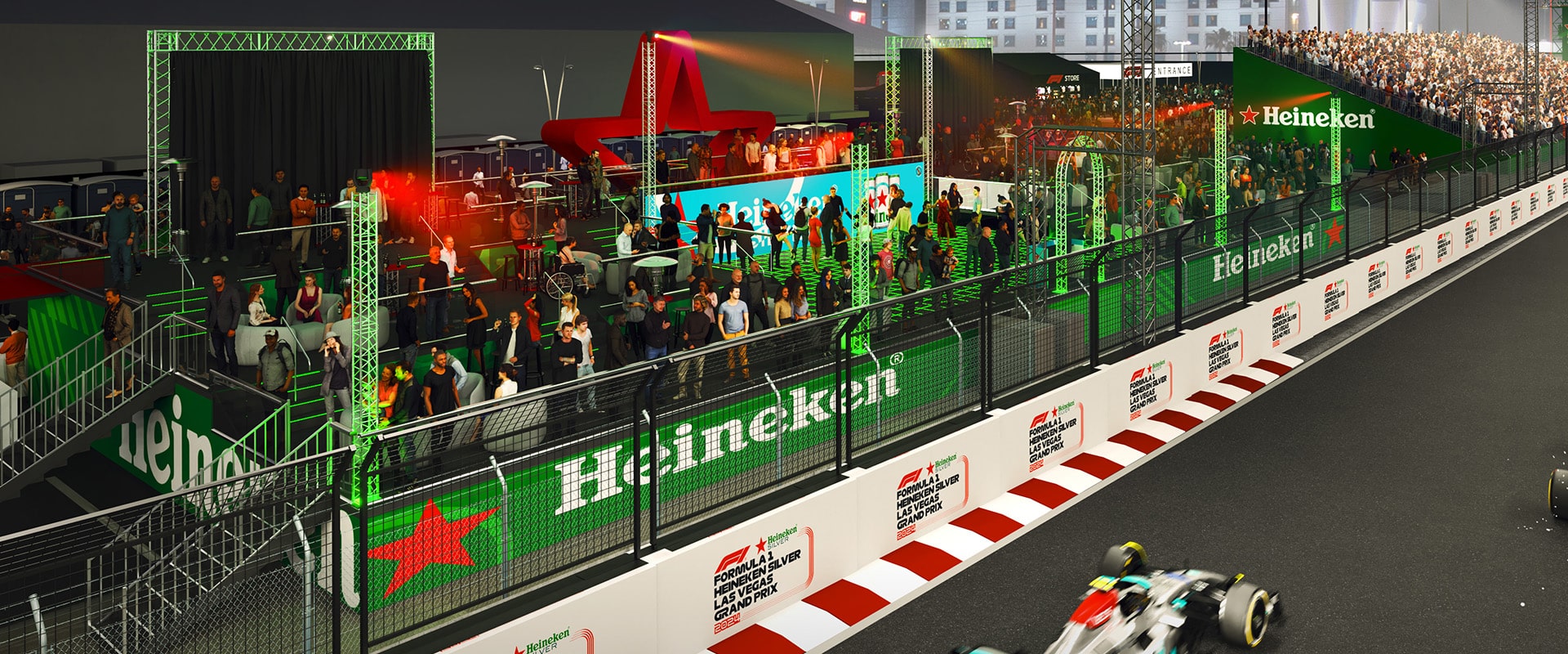 3D renderings of the Las Vegas Formula 1 Race.