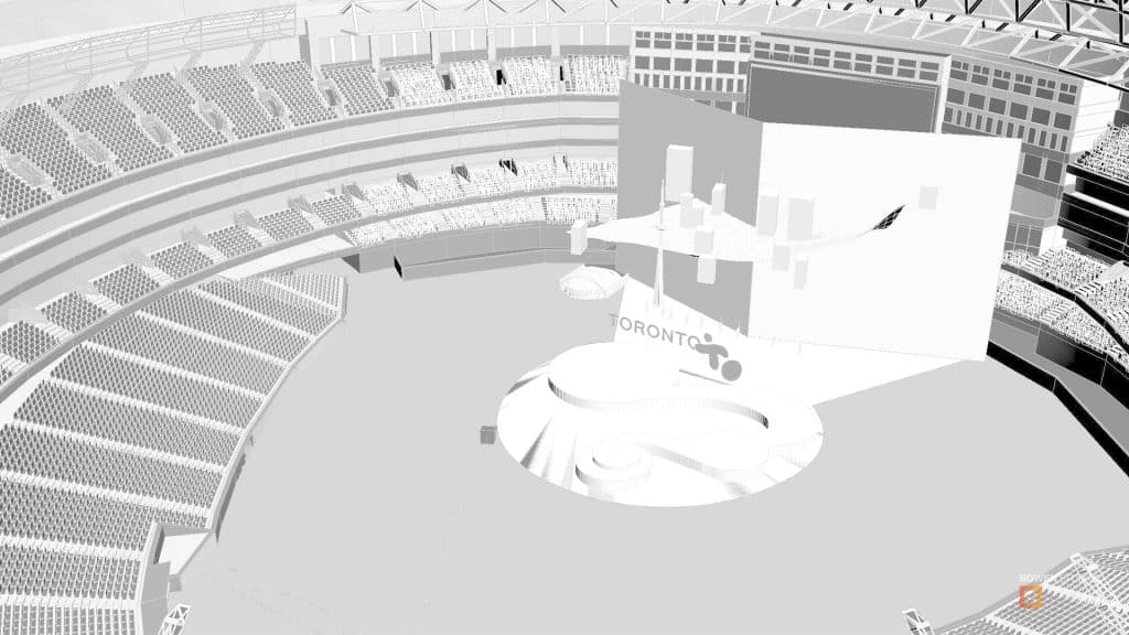 Overhead aerial view of what the event will look like kin the venue.