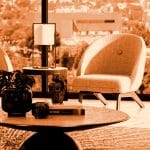Close up of a furnished interior of a posh building.