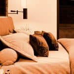 Close up of a bed and room 3D rendered.