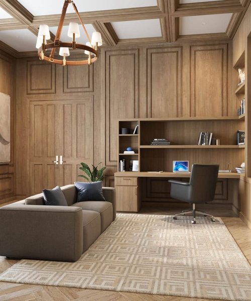 High resolution 3D rendering of luxury office.